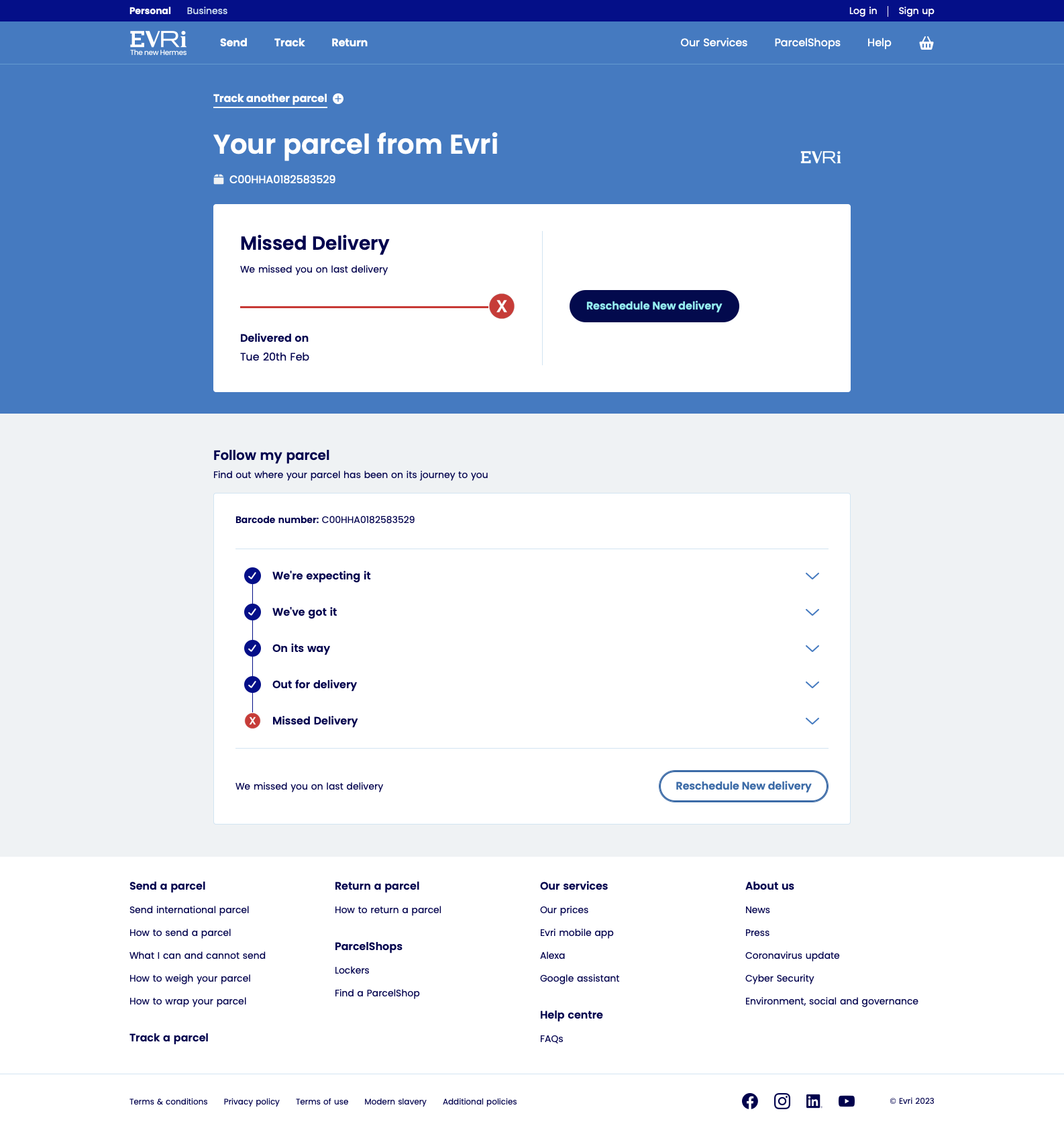 A convincing clone of Evri's site